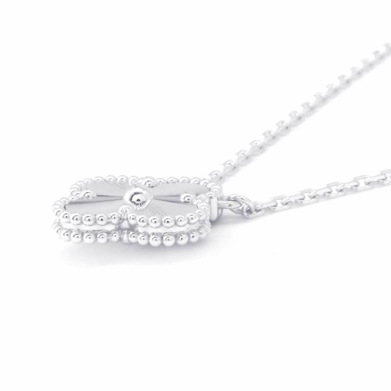 ヴァンクリーフ&アーペル ネックレス ヴィンテージ アルハンブラ ペンダント ギヨシェ K18WGホワイトゴールド VCARP9XG00