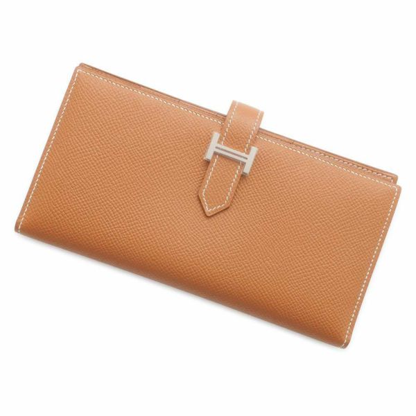 エルメス 長財布 ベアンスフレ ゴールド/シルバー金具 ヴォーエプソン A刻印 HERMES 財布