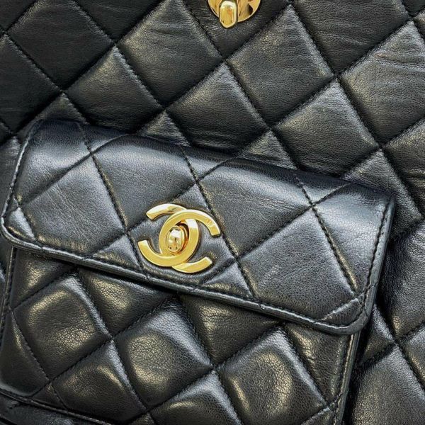 シャネル リュック ココマーク マトラッセ チェーン ラムスキン CHANEL バッグ バックパック 黒