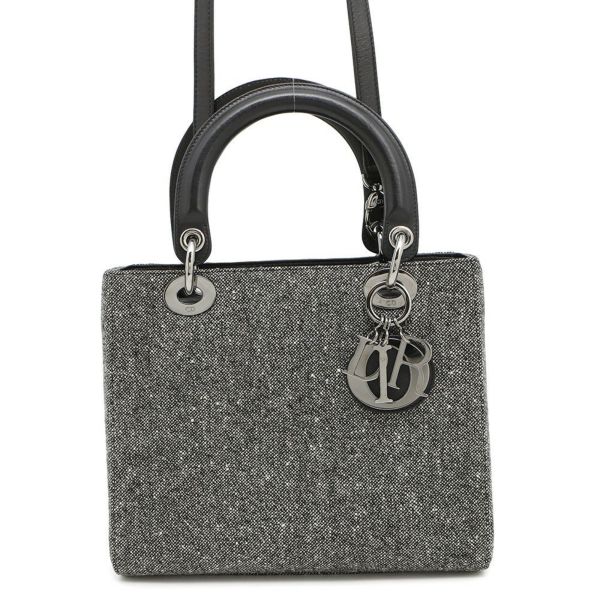 クリスチャン・ディオール ハンドバッグ レディディオール ミディアム キャンバス Christian Dior 2way 黒