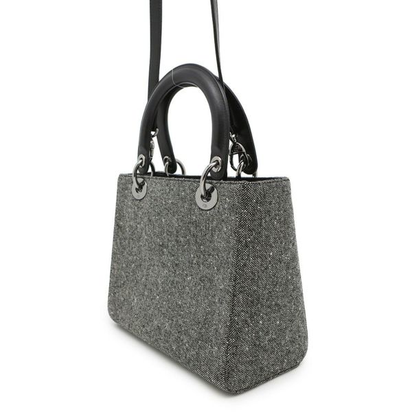 クリスチャン・ディオール ハンドバッグ レディディオール ミディアム キャンバス Christian Dior 2way 黒