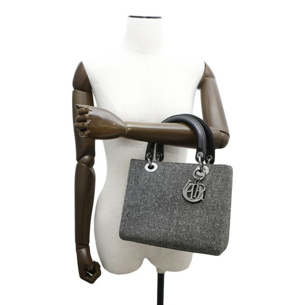 クリスチャン・ディオール ハンドバッグ レディディオール ミディアム キャンバス Christian Dior 2way 黒