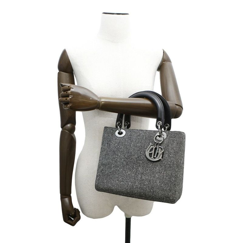 クリスチャン・ディオール ハンドバッグ レディディオール ミディアム キャンバス Christian Dior 2way 黒