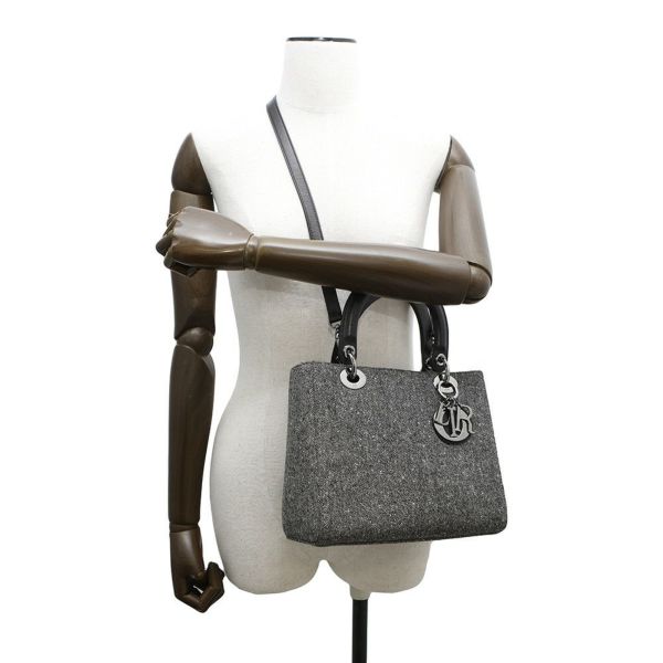 クリスチャン・ディオール ハンドバッグ レディディオール ミディアム キャンバス Christian Dior 2way 黒