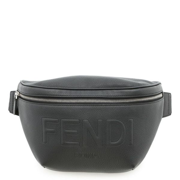 フェンディ ボディバッグ ロゴエンボス レザー 7VA562 FENDI 黒
