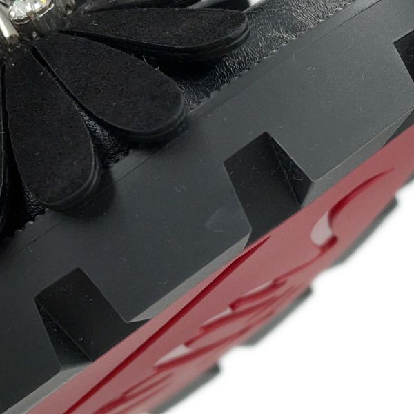 クリスチャン・ルブタン サンダル フローラ クール フラット スエード ラインストーン レディースサイズ38 1/2 Christian Louboutin 靴 黒