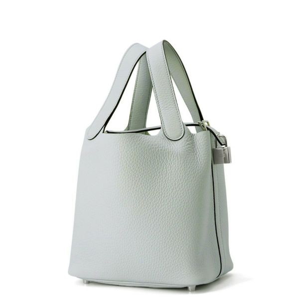 エルメス ハンドバッグ ピコタンロックPM ブルーペール/シルバー金具 トリヨンクレマンス W刻印