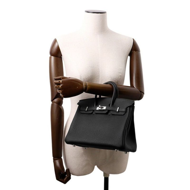 エルメス バーキン25 ブラック/マットシルバー金具 トゴ K刻印 HERMES Birkin ハンドバッグ 黒
