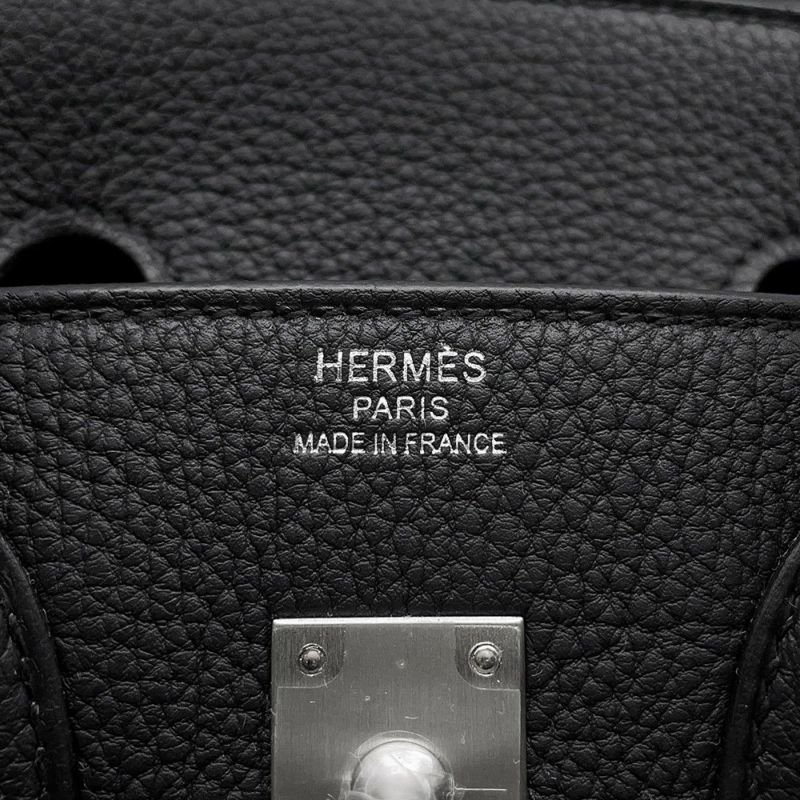 エルメス バーキン25 ブラック/マットシルバー金具 トゴ K刻印 HERMES Birkin ハンドバッグ 黒