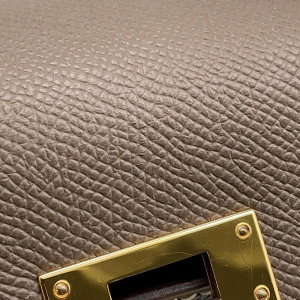 エルメス ハンドバッグ ケリー28 外縫い エトゥープ/ゴールド金具 エプソン B刻印 2wayショルダー