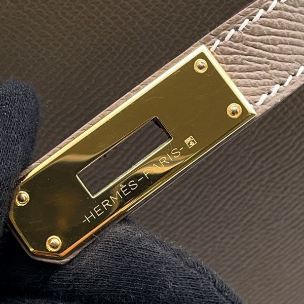 エルメス ハンドバッグ ケリー28 外縫い エトゥープ/ゴールド金具 エプソン B刻印 2wayショルダー