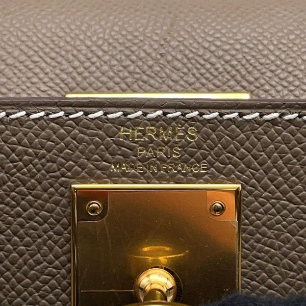 エルメス ハンドバッグ ケリー28 外縫い エトゥープ/ゴールド金具 エプソン B刻印 2wayショルダー
