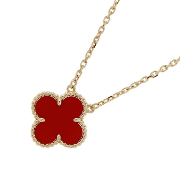 ヴァンクリーフ&アーペル ネックレス ヴィンテージ アルハンブラ ペンダント カーネリアン K18YGイエローゴールド VCARD38500