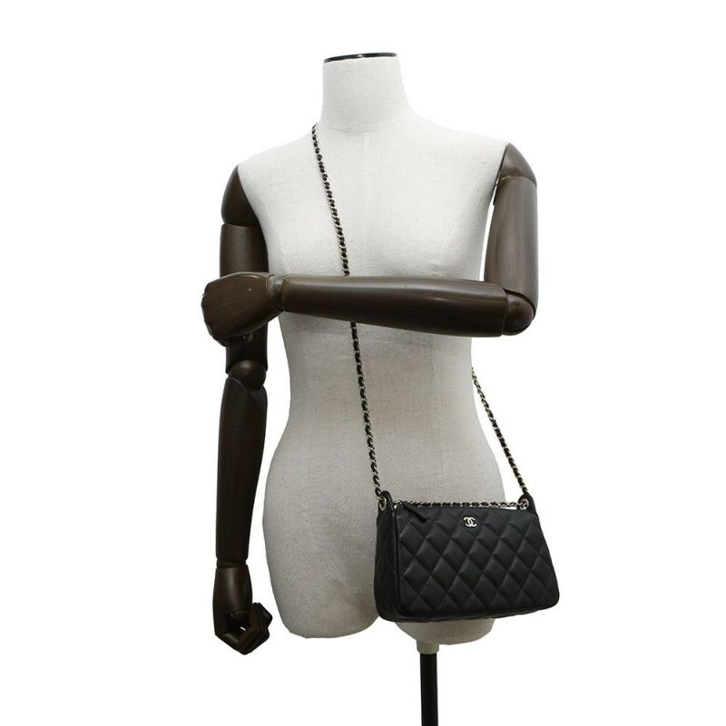 シャネル チェーンショルダーバッグ マトラッセ ココマーク チェーンクラッチ キャビアスキン AP4704 CHANEL 2way 黒