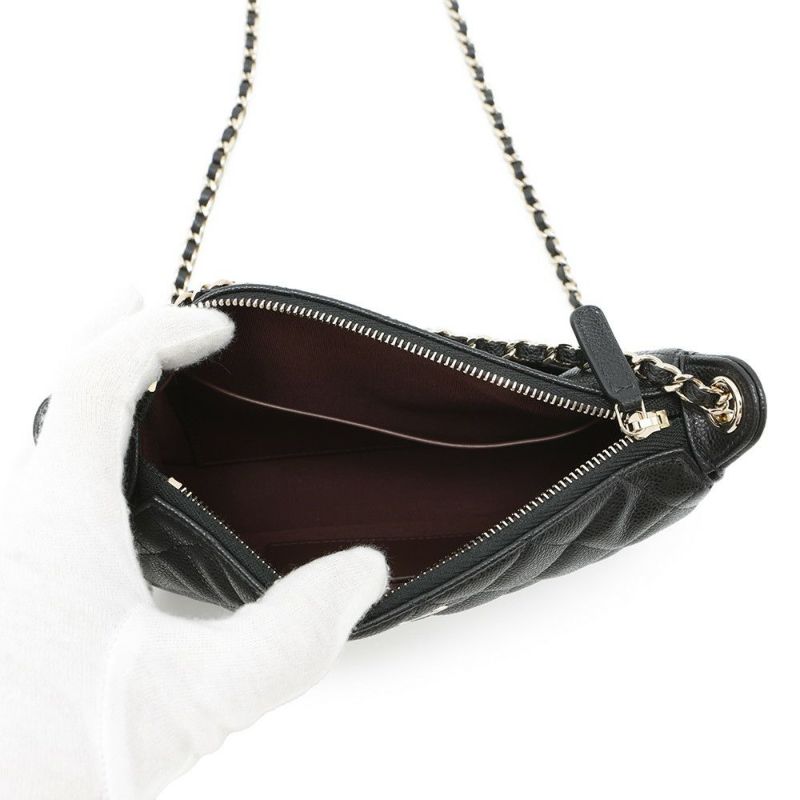 シャネル チェーンショルダーバッグ マトラッセ ココマーク チェーンクラッチ キャビアスキン AP4704 CHANEL 2way 黒