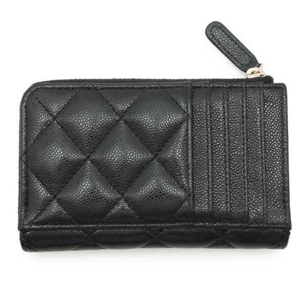 シャネル コインケース マトラッセ ココマーク キャビアスキン AP3179 フラグメント カードケース 黒