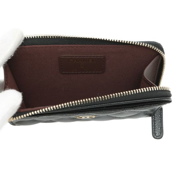 シャネル コインケース マトラッセ ココマーク キャビアスキン AP3179 フラグメント カードケース 黒