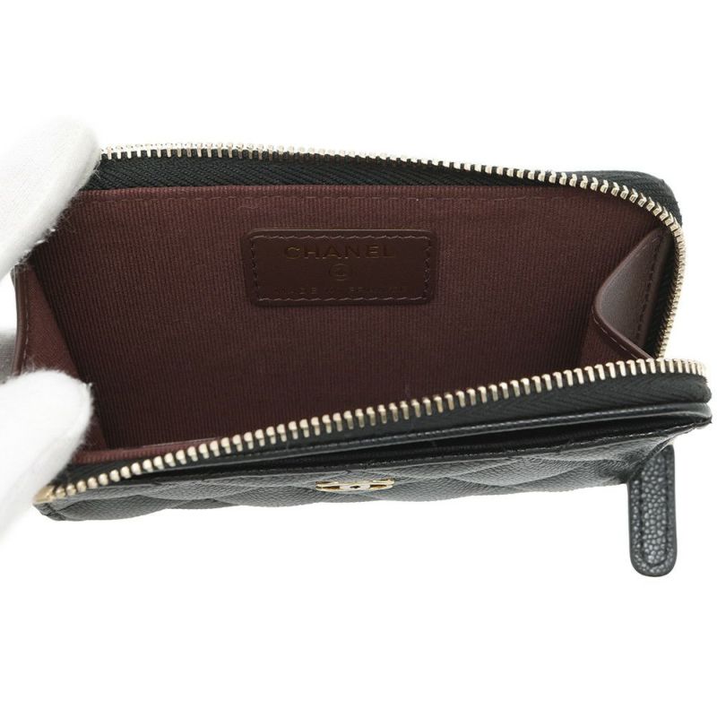 シャネル コインケース マトラッセ ココマーク キャビアスキン AP3179 フラグメント カードケース 黒