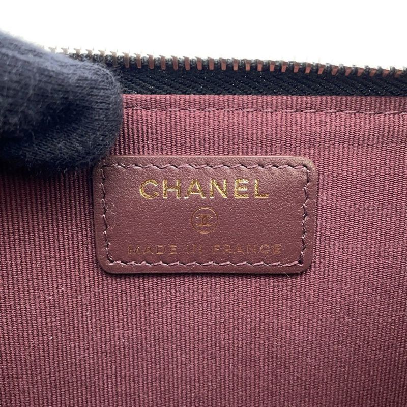 シャネル コインケース マトラッセ ココマーク キャビアスキン AP3179 フラグメント カードケース 黒