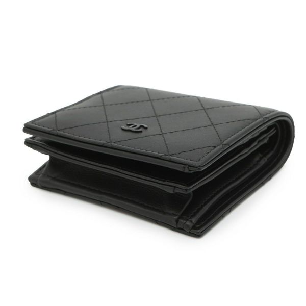 シャネル 二つ折り財布 ココマーク マトラッセ スモールウォレット AP4381 CHANEL 黒
