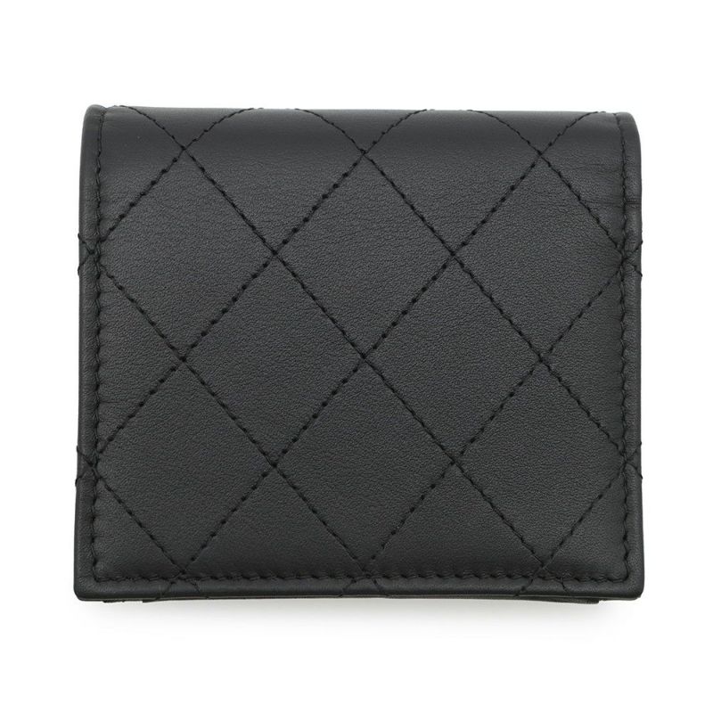シャネル 二つ折り財布 ココマーク マトラッセ スモールウォレット AP4381 CHANEL 黒