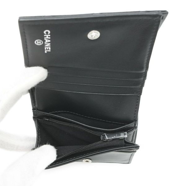 シャネル 二つ折り財布 ココマーク マトラッセ スモールウォレット AP4381 CHANEL 黒