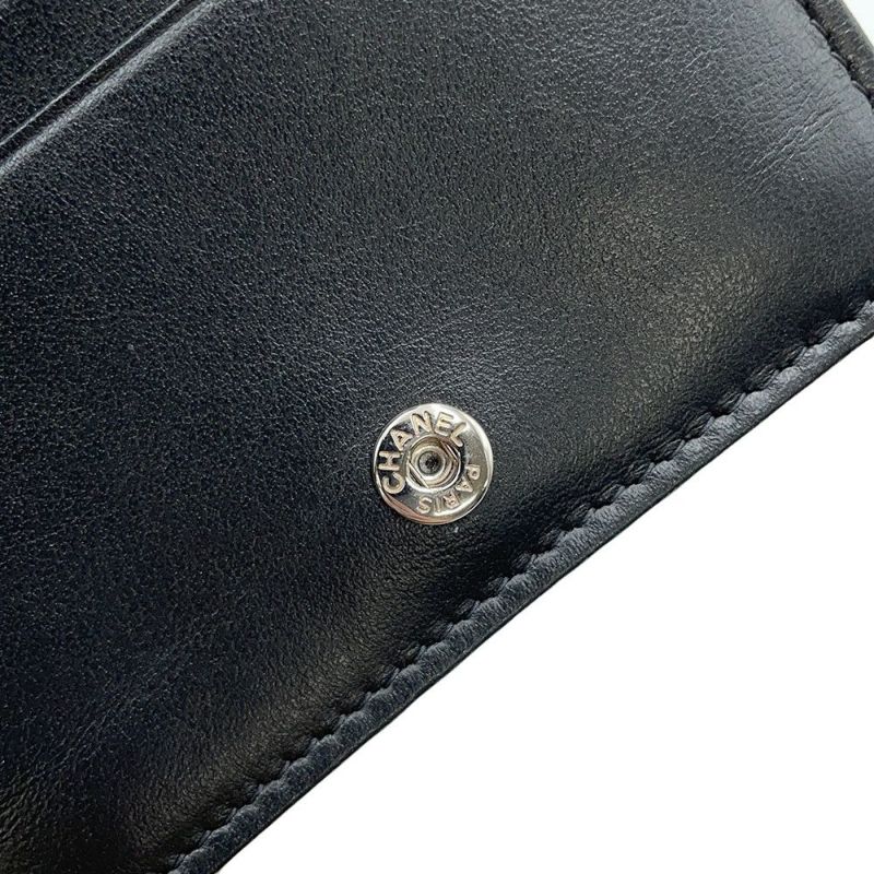シャネル 二つ折り財布 ココマーク マトラッセ スモールウォレット AP4381 CHANEL 黒