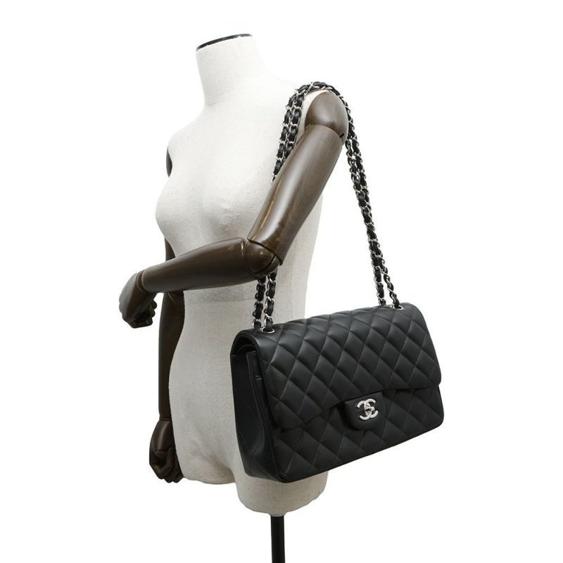 シャネル チェーンショルダーバッグ マトラッセ30 ココマーク Wフラップ ラムスキン A58600 CHANEL 黒