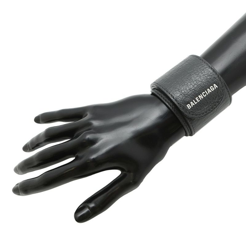 バレンシアガ ブレスレット サイクルブレス レザー ロゴ BALENCIAGA 483272 アクセサリー 黒