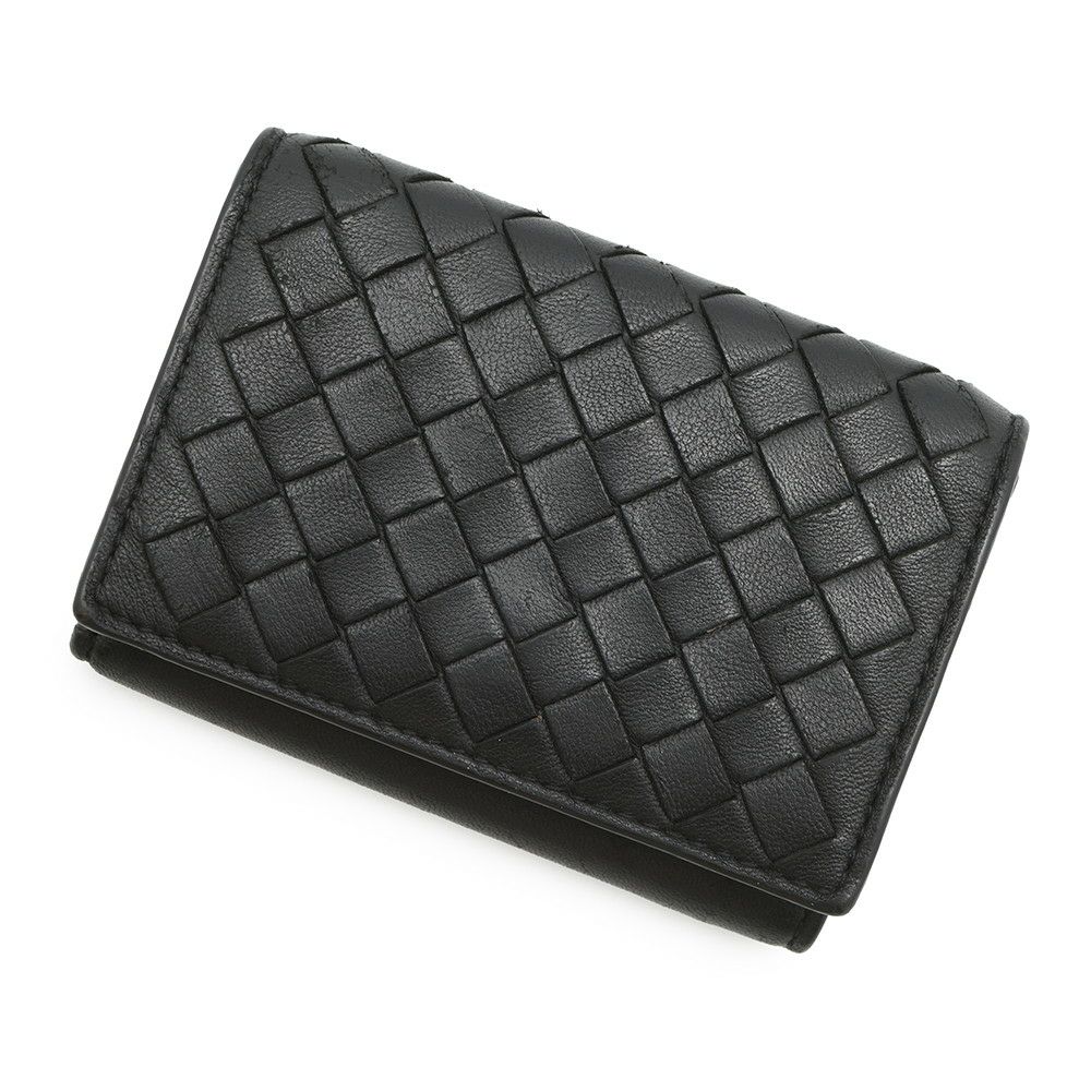 ボッテガヴェネタ 三つ折り財布 イントレチャート コンパクトウォレット レザー BOTTEGA VENETA 財布 黒