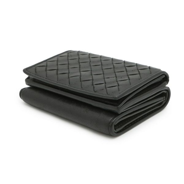 ボッテガヴェネタ 三つ折り財布 イントレチャート コンパクトウォレット レザー BOTTEGA VENETA 財布 黒