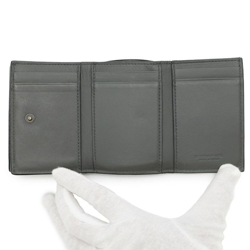 ボッテガヴェネタ 三つ折り財布 イントレチャート コンパクトウォレット レザー BOTTEGA VENETA 財布 黒