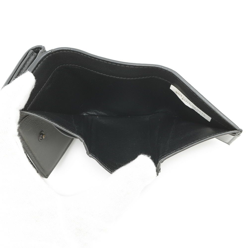 ボッテガヴェネタ 三つ折り財布 イントレチャート コンパクトウォレット レザー BOTTEGA VENETA 財布 黒