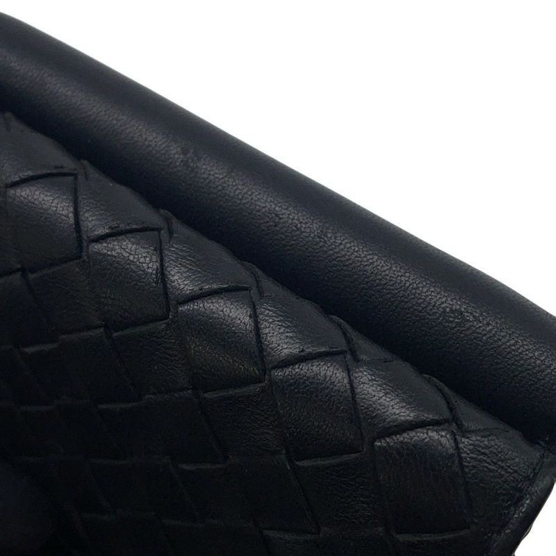 ボッテガヴェネタ 三つ折り財布 イントレチャート コンパクトウォレット レザー BOTTEGA VENETA 財布 黒