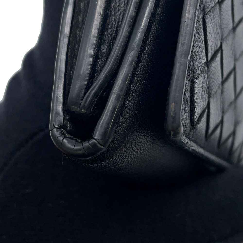ボッテガヴェネタ 三つ折り財布 イントレチャート コンパクトウォレット レザー BOTTEGA VENETA 財布 黒