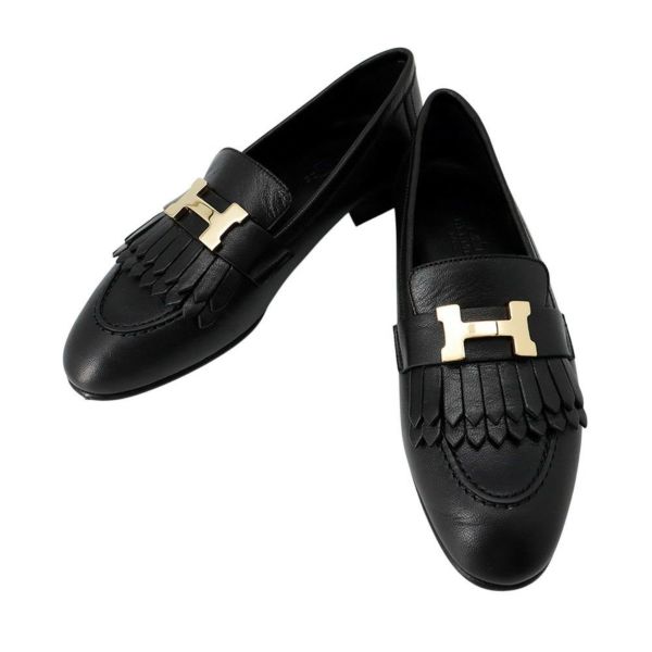エルメス モカシン ロワイヤル レザー レディースサイズ34 HERMES 靴 黒