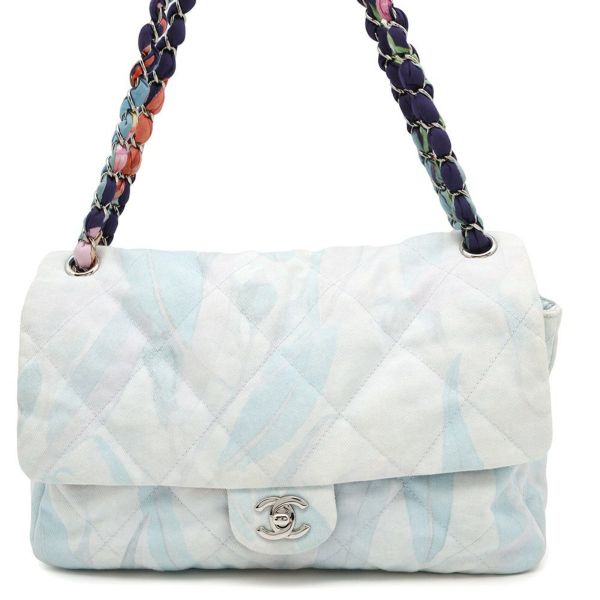 シャネル チェーンショルダーバッグ マトラッセ30 ココマーク ジャングル デニム ダブルチェーン コットン CHANEL