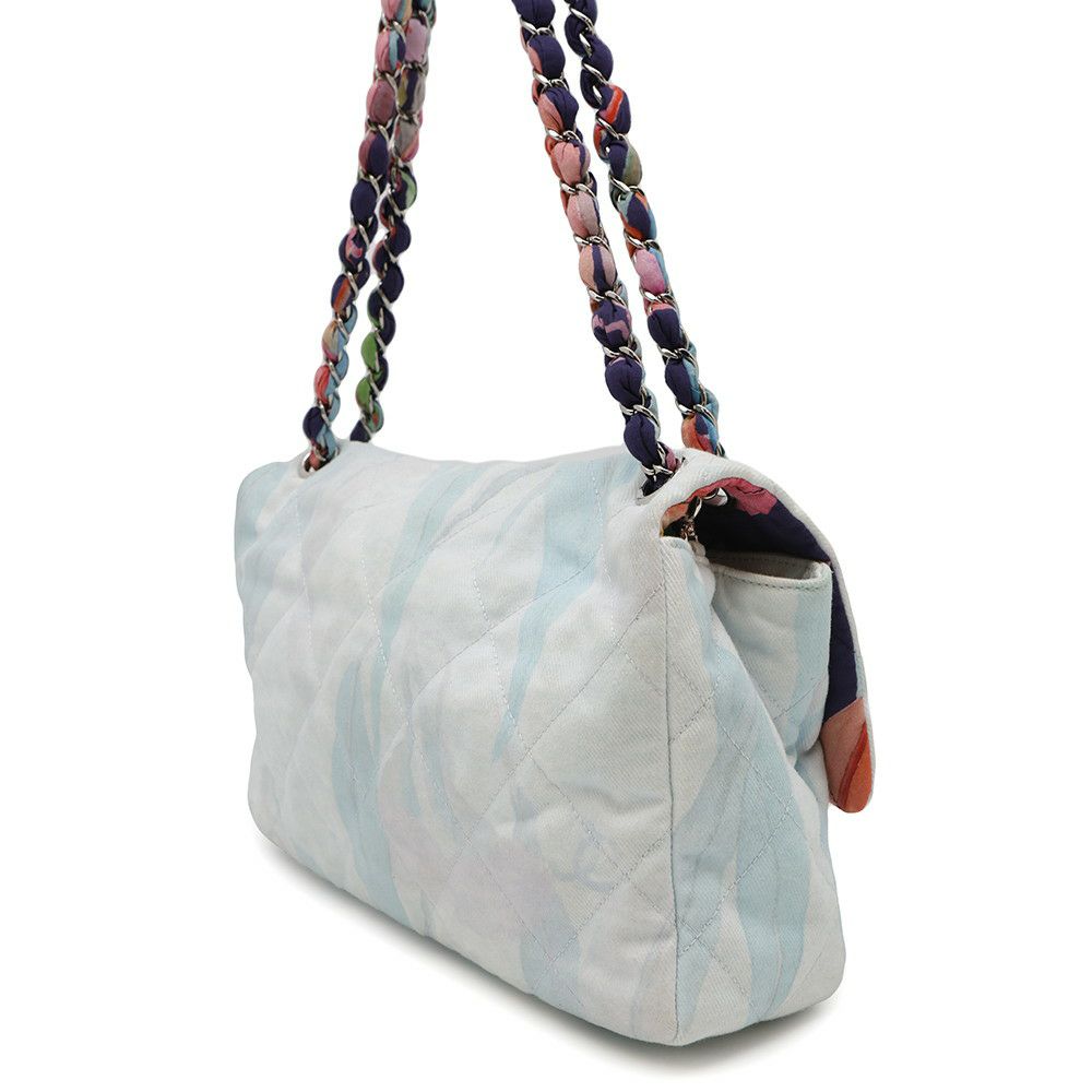 シャネル チェーンショルダーバッグ マトラッセ30 ココマーク ジャングル デニム ダブルチェーン コットン CHANEL