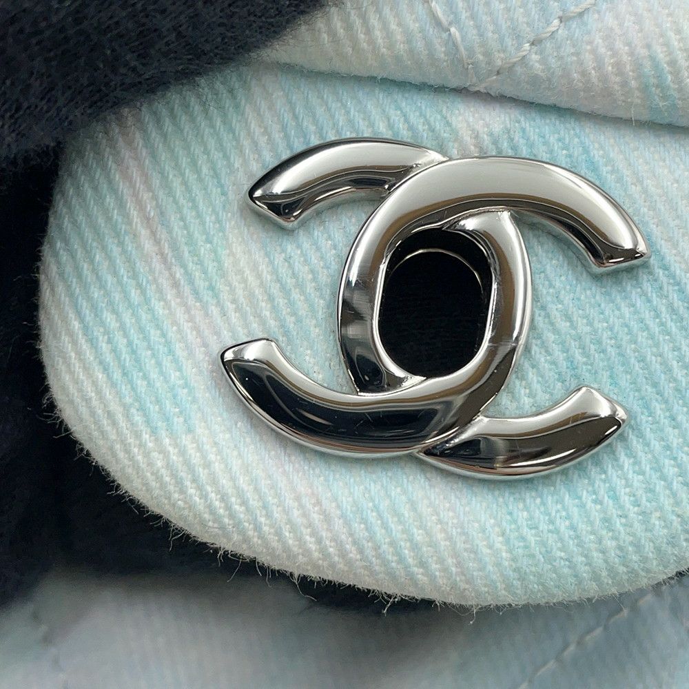 シャネル チェーンショルダーバッグ マトラッセ30 ココマーク ジャングル デニム ダブルチェーン コットン CHANEL