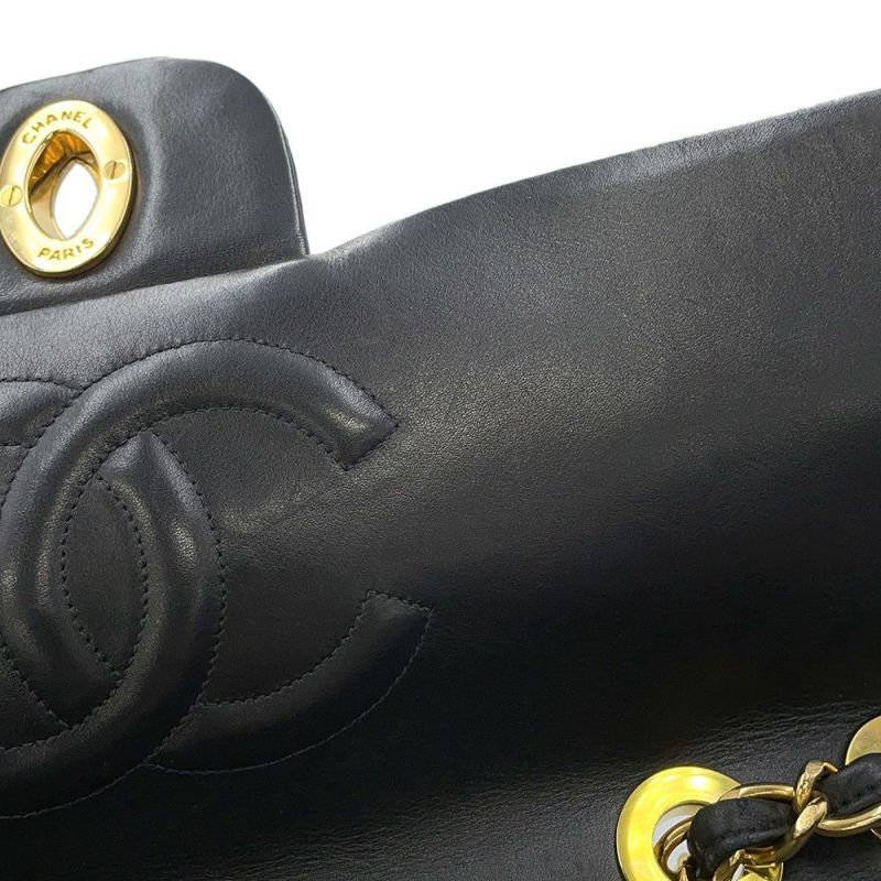 シャネル チェーンショルダーバッグ デカマトラッセ34 ココマーク ラムスキン A01094 CHANEL デカマト 黒