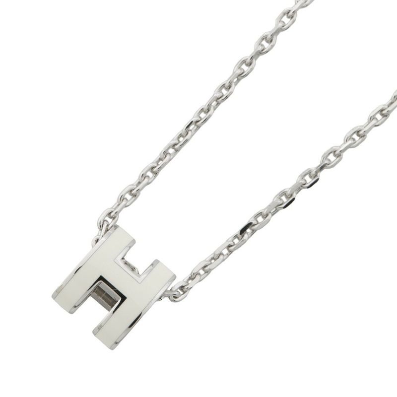エルメス ネックレス ミニ・ポップアッシュ ホワイト/シルバー金具 HERMES アクセサリー ポップH