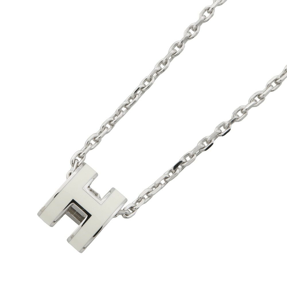 エルメス ネックレス ミニ・ポップアッシュ ホワイト/シルバー金具 HERMES アクセサリー ポップH