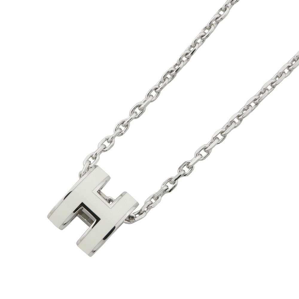 エルメス ネックレス ミニ・ポップアッシュ ホワイト/シルバー金具 HERMES アクセサリー ポップH