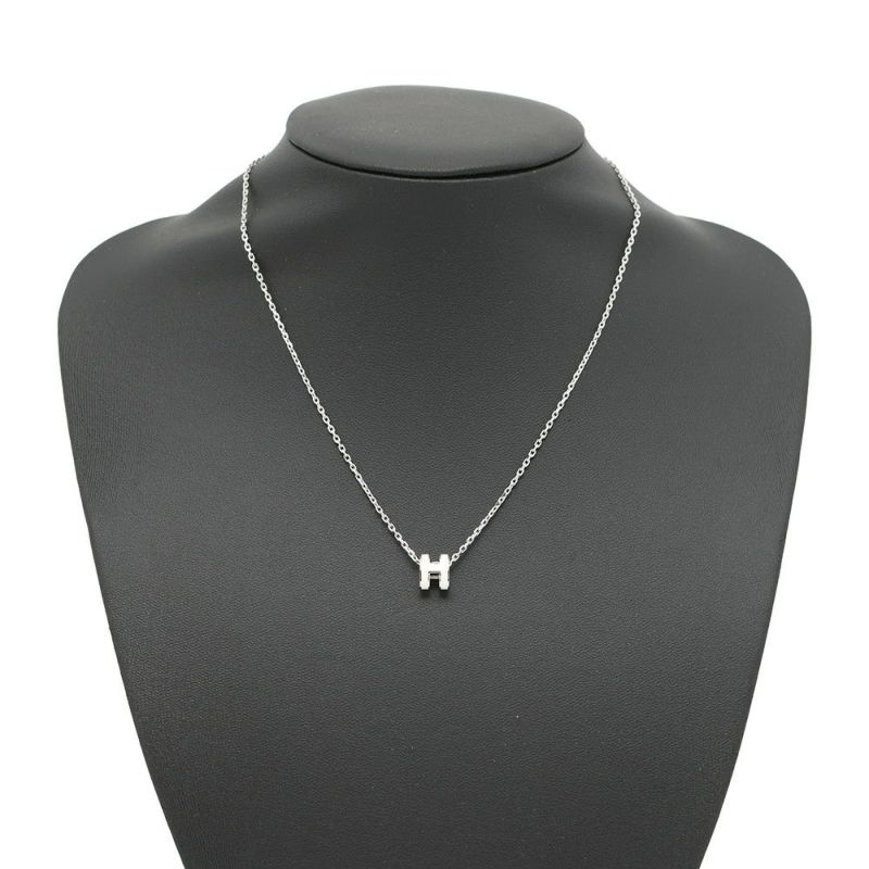 エルメス ネックレス ミニ・ポップアッシュ ホワイト/シルバー金具 HERMES アクセサリー ポップH