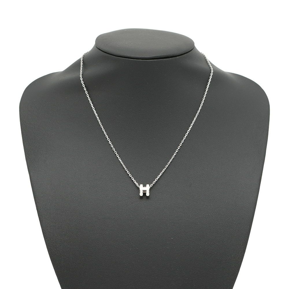 エルメス ネックレス ミニ・ポップアッシュ ホワイト/シルバー金具 HERMES アクセサリー ポップH