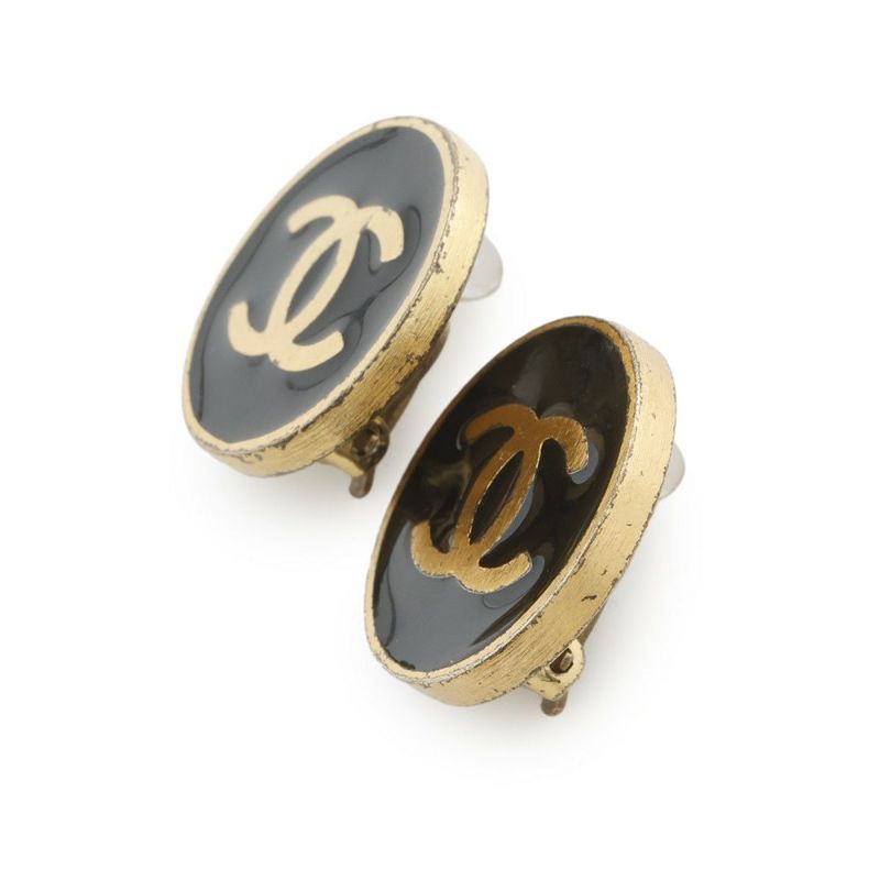 シャネル イヤリング ココマーク ラウンド メタル 01P CHANEL アクセサリー 黒