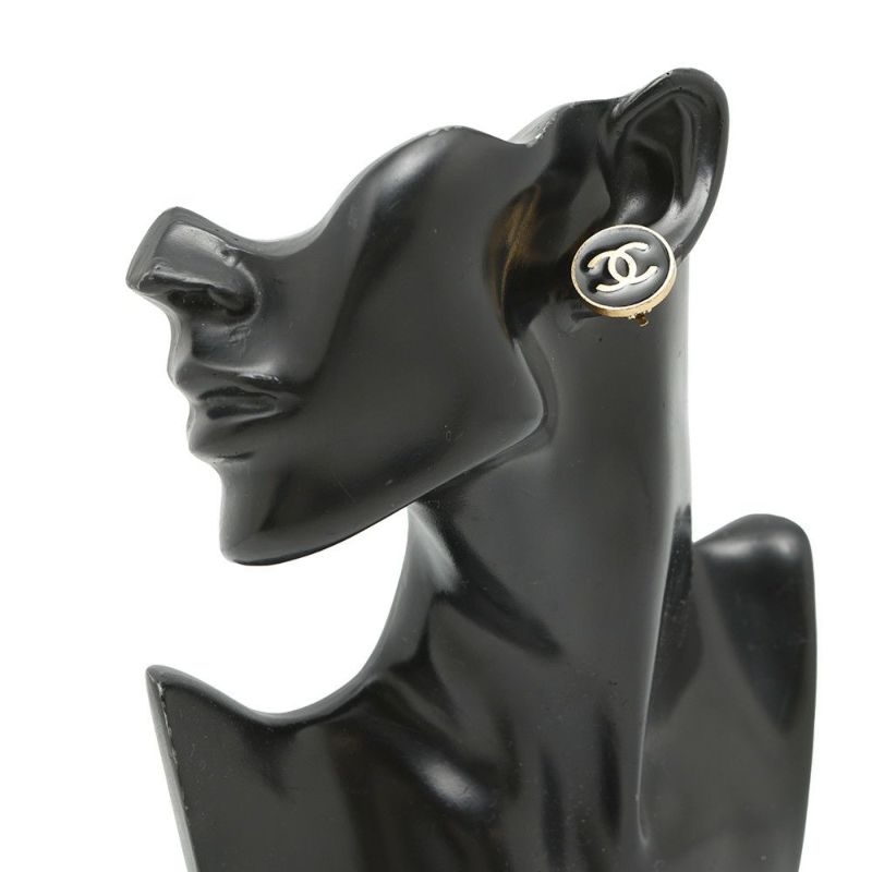 シャネル イヤリング ココマーク ラウンド メタル 01P CHANEL アクセサリー 黒