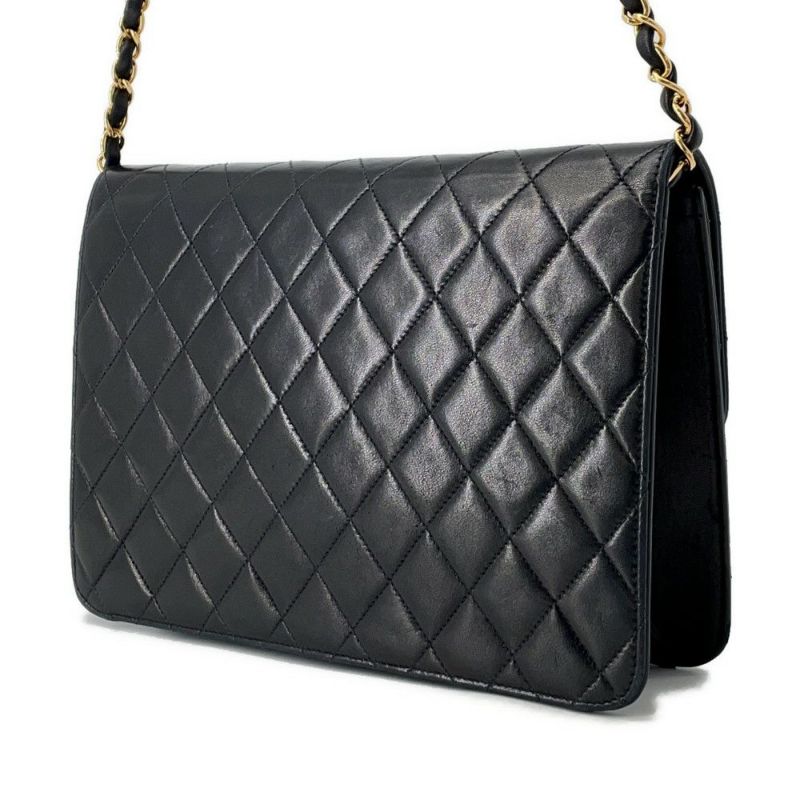 シャネル チェーンショルダーバッグ マトラッセ ココマーク プッシュロック ラムスキン A03570 CHANEL 黒