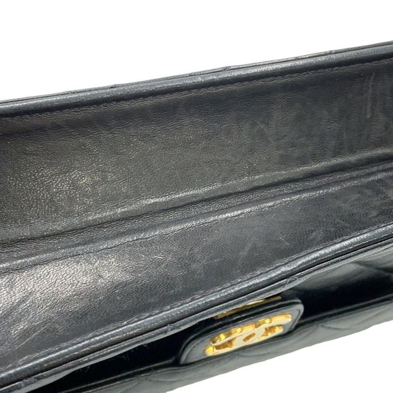 シャネル チェーンショルダーバッグ マトラッセ ココマーク プッシュロック ラムスキン A03570 CHANEL 黒