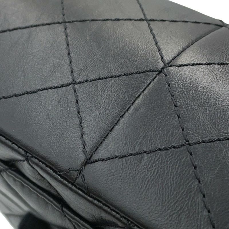 シャネル チェーンショルダーバッグ マトラッセ 2.55 ダブルフラップ エイジドカーフレザー A37590 CHANEL 黒